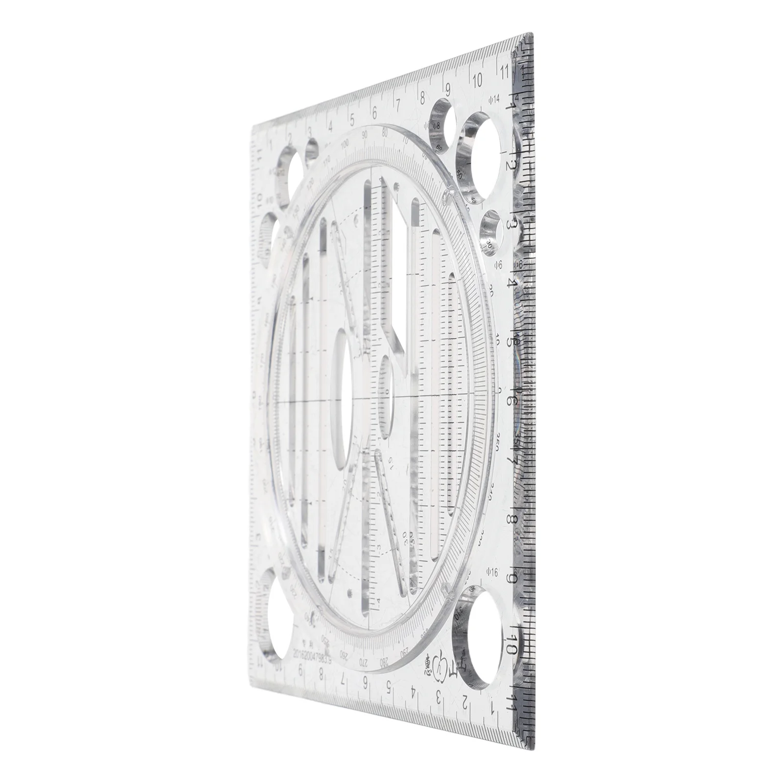Geometric Drawing Template Plastic Circle Stencil 360° Angle Measurement Multi-Functional Ruler For Drafting Architecture