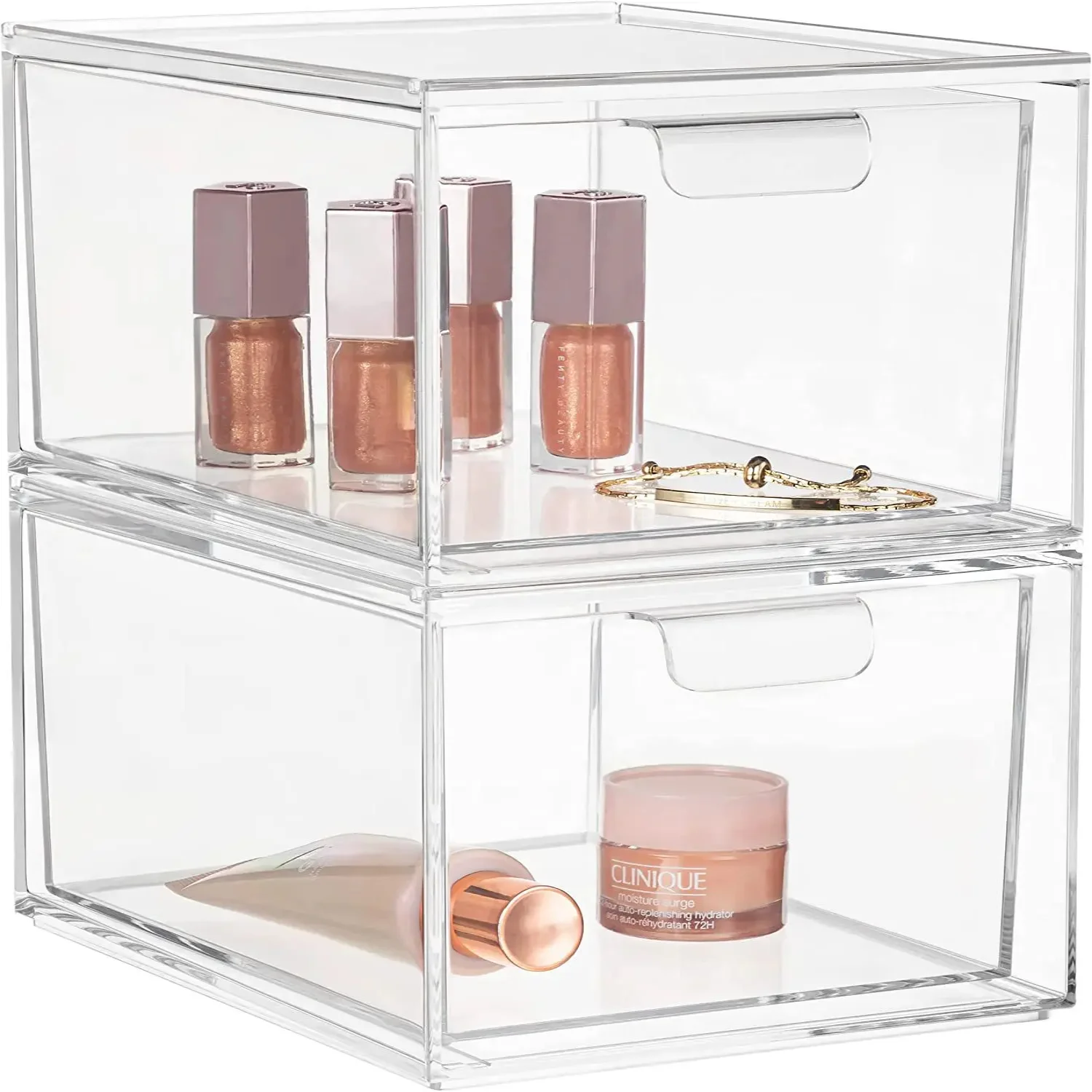 Acrylic Stackable Makeup Organizer Transparent  Drawer Fridge Organizers Bins  Box   Cabinets Pantry