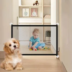 Pet Barrier Fence Portable Breathable Mesh Stairs Kitchen Entrance Indoor Gate Dogs Separation Guard Isolated Baby Hooks Playpen