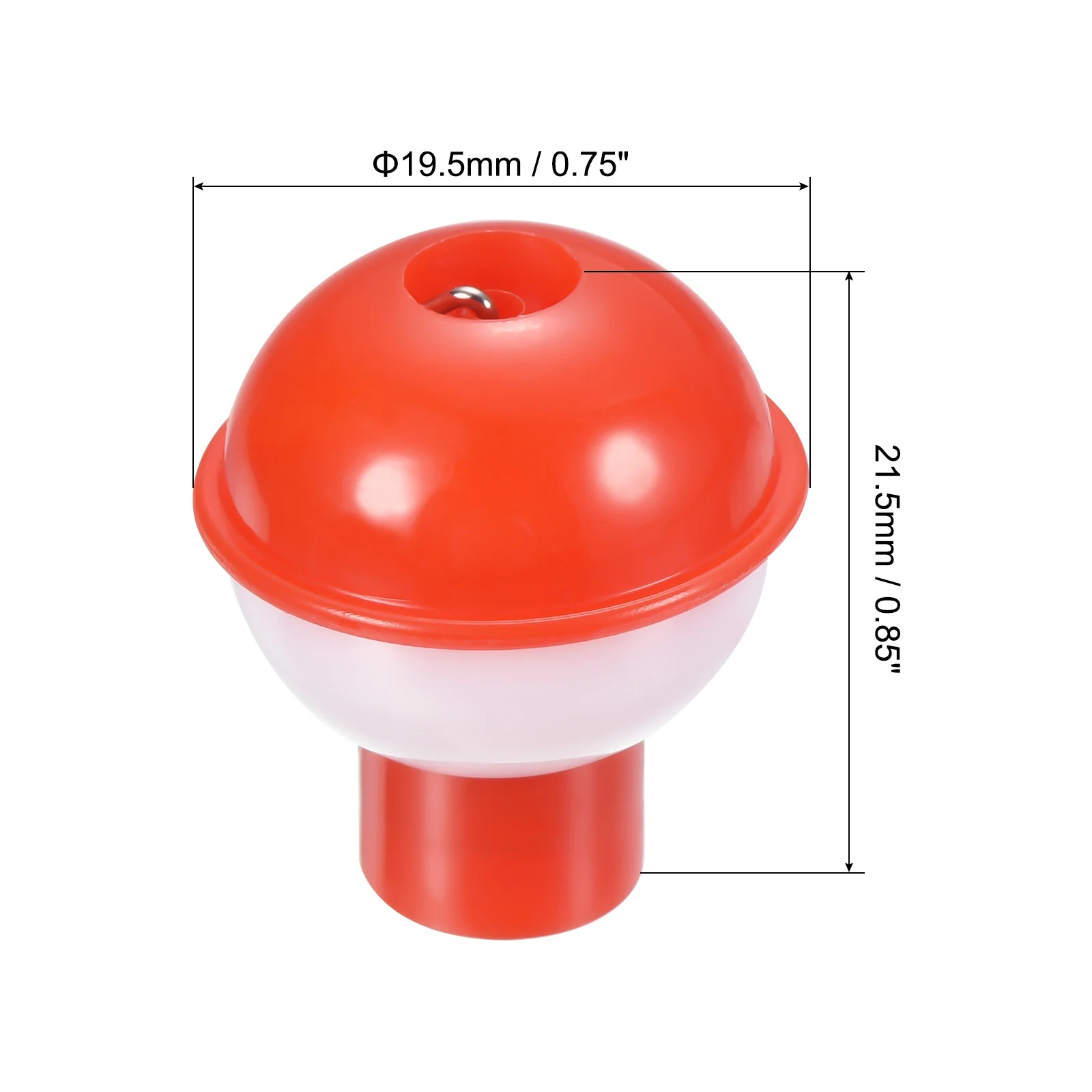 Fishing Bobber, 50 Pack Hard ABS Push Button Round Buoy Fishing Float Tackle, Red and White