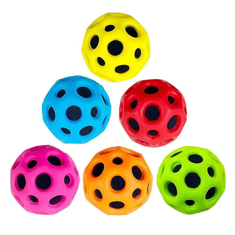 Kids Indoor Outdoor Toy Ergonomic Design High Resilience Hole Ball PU Soft Bouncy Ball Anti-fall Moon Shape Porous Bouncy Ball