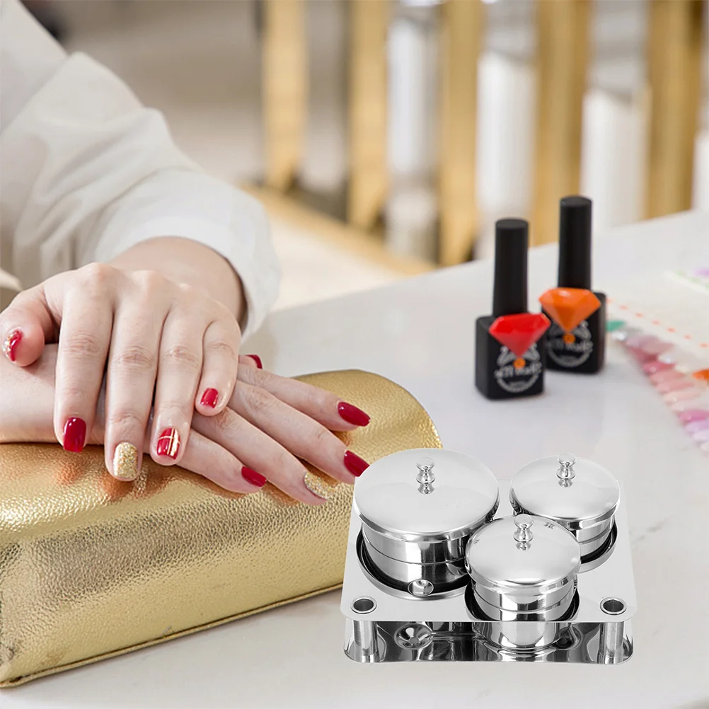 1 مجموعة 1 مجموعة الفولاذ المقاوم للصدأ مسمار الفن كأس السلطانيات ل مسحوق الأكريليك السائل خلط حامل مانيكير تخزين جرة صالون توريد أداة #4