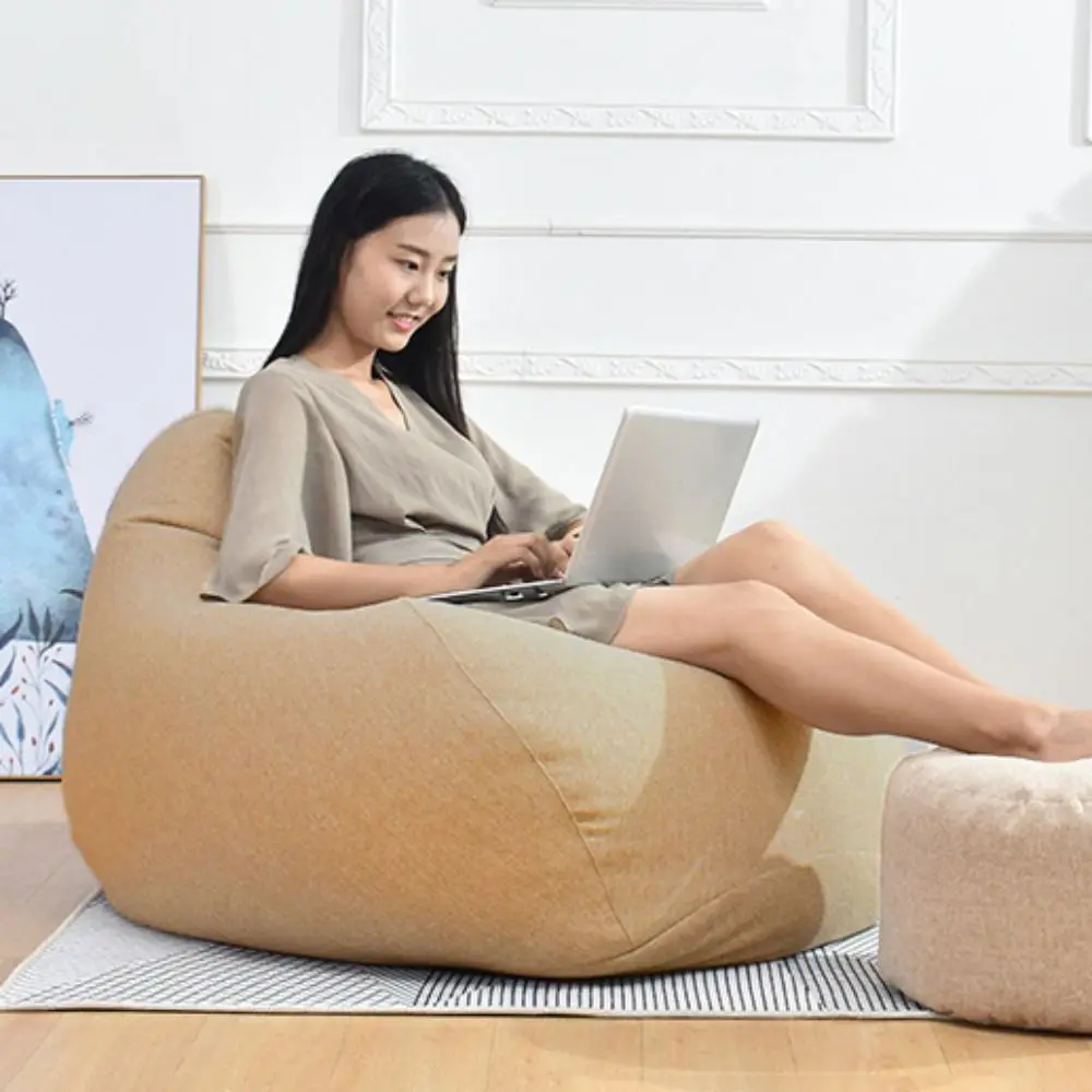 Durable Comfortable Bean Bag Chair Sofa Cover Washable Breathable Lazy Sofa Cover Removable Soft Puff Couch Cover Adults