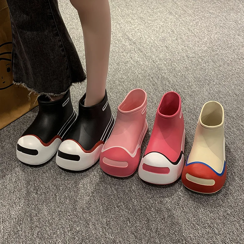 New Women Rain Boots Girls Fashion Female  Ankle EVA Waterproof Boots Outfits Rubber Water Shoes Rainboots Spring Autumn