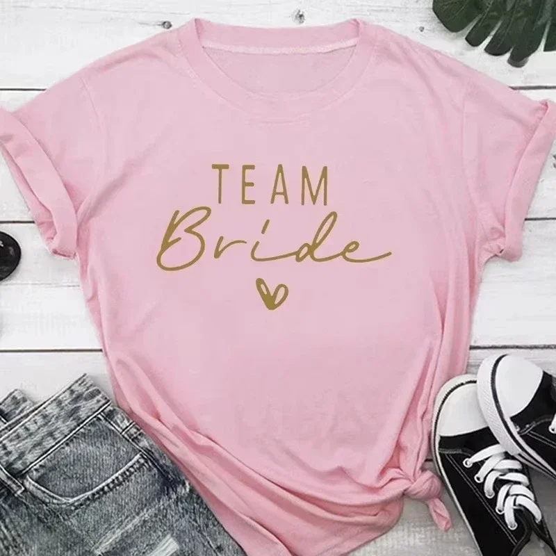 Women T Shirt Team Bride Bachelorette Party Shower Hen Party Bridesmaid Print T-Shirt 2027 Girls Wedding Female Polyester Tops