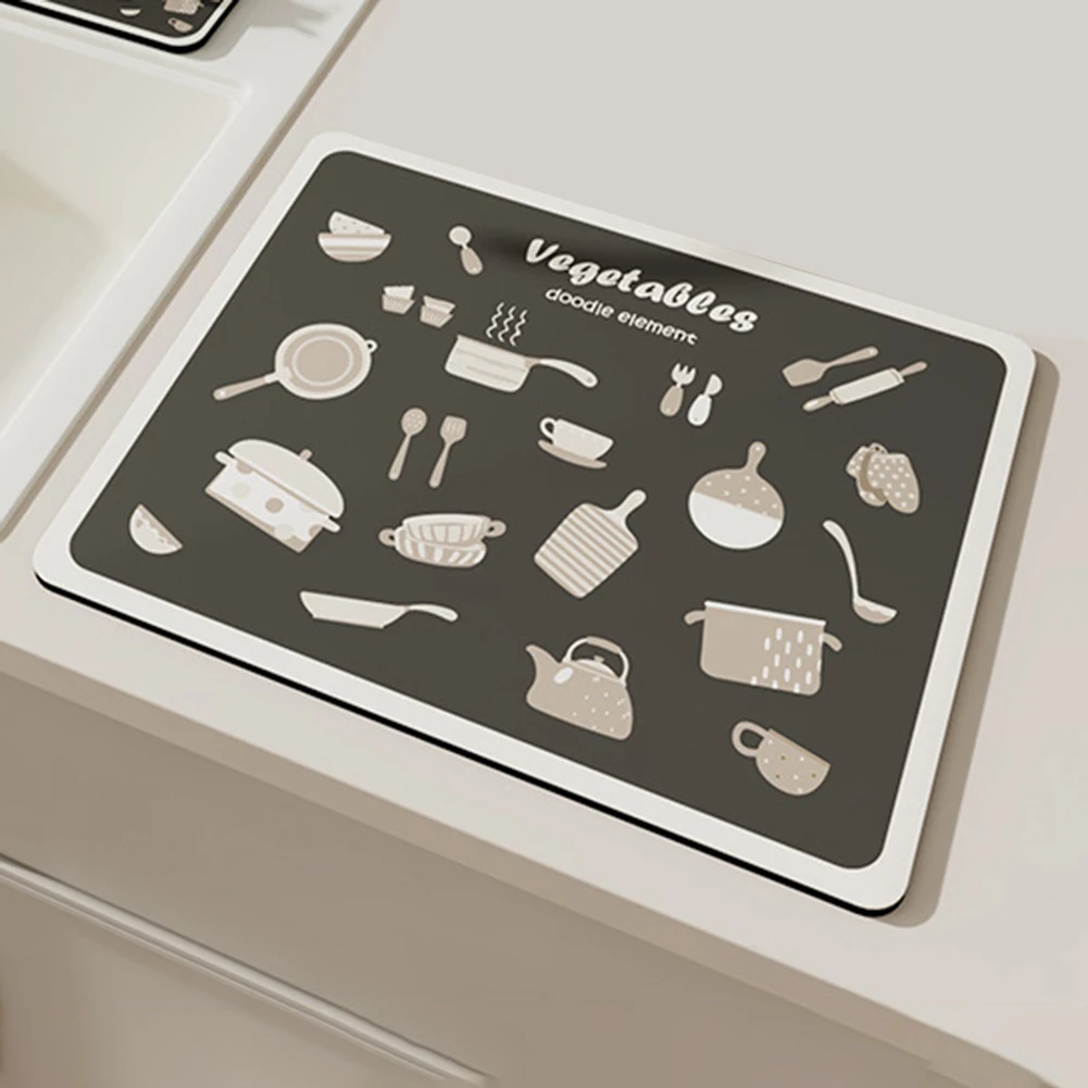

Dish Drying Mats With Cute Printed Non-slip Fitting Desktop Bottle Rugs For Ceramic Cups Coffee Cups