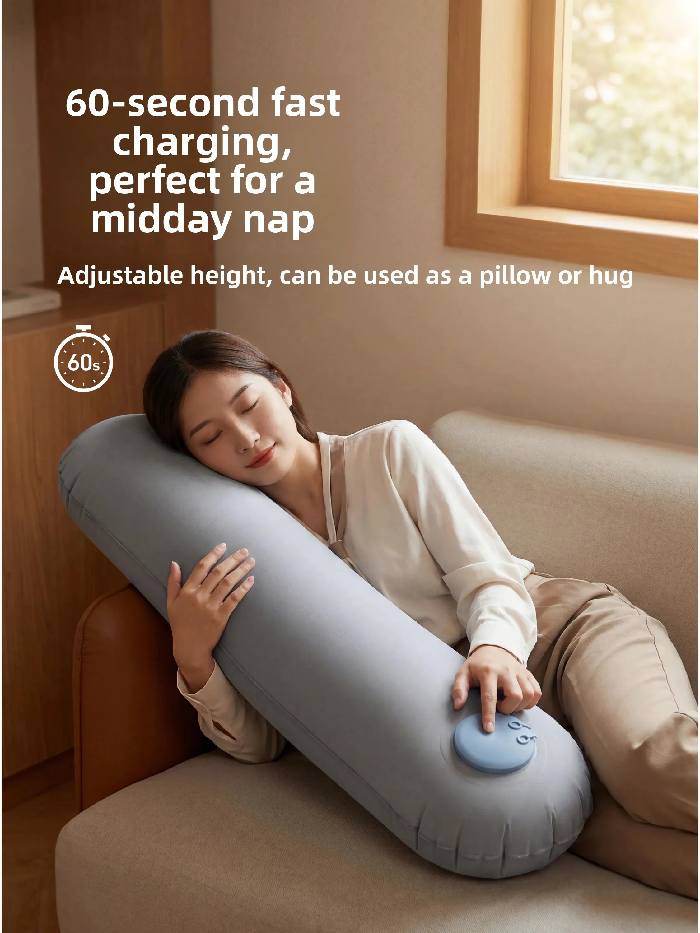 Quick Inflatable Long Pillow Office Napping 60 Second Fast Charge Outdoor Camping Portable Multi-Function Sleep Aid