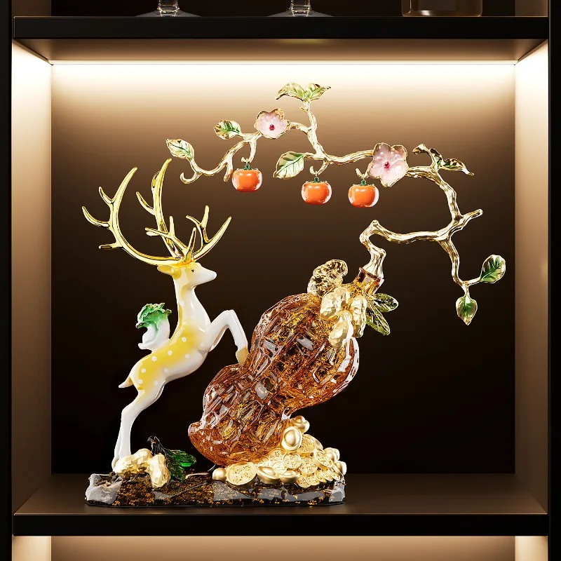 Statuette Good Persimmon Deer Ornaments,Home Living Room Foyer Wine Cabinet TV Stand Office Desk Figurine Decorations,Gifts