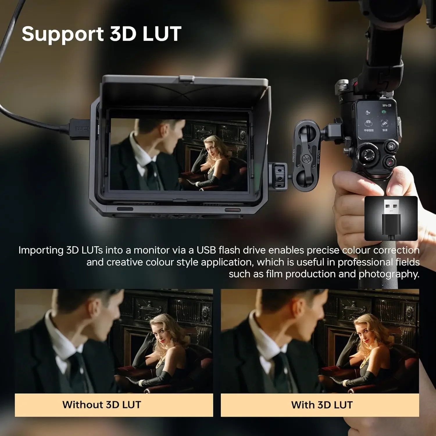 VILTROX DC-X2 6'' Full HD IPS Touchscreen   Kit 2000 Nits 4K HD  MI In/Out Video Field  Sunshade Hood 3D LUT