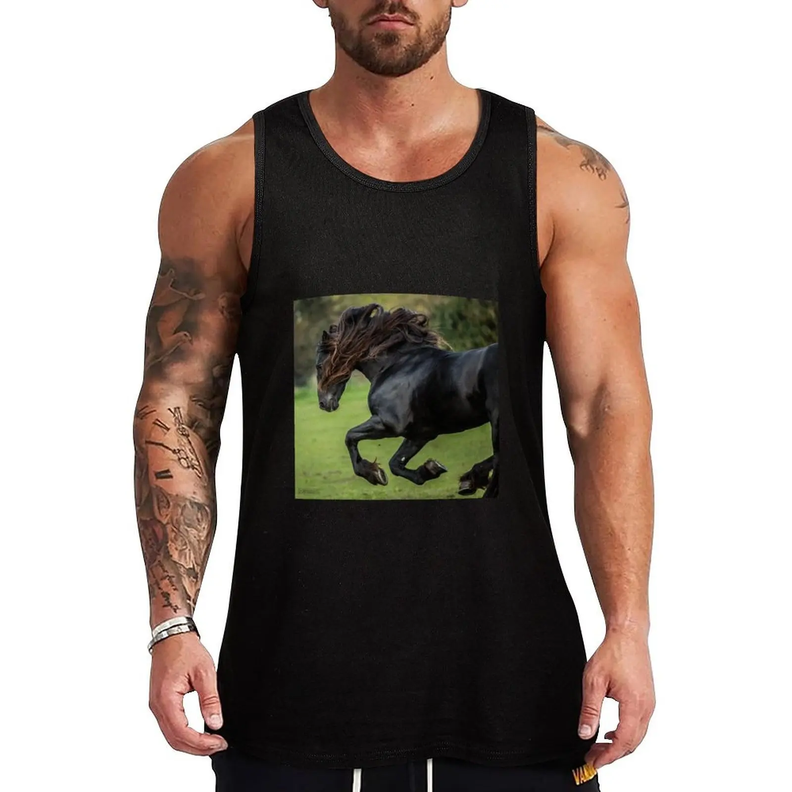 

The Friesian Experience - Beautiful Black Beauty Friesian Horses Tank Top Top summer gym shirt men Male clothes gym top