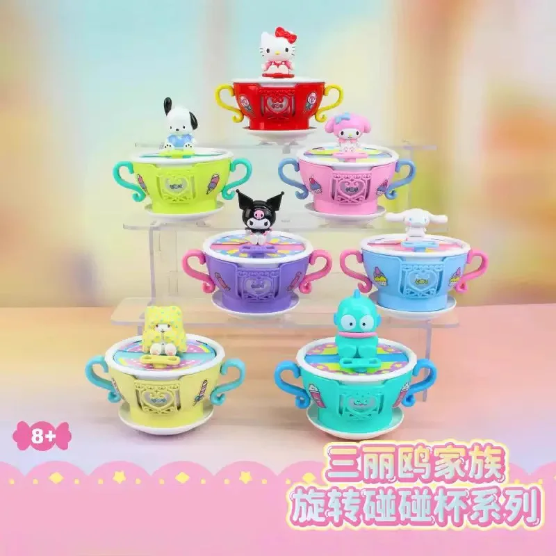 

New Sanrio Family Rotating Touch Cup Series Blind Box Kuromi Hello Kitty Assembled Cup Doll Mysterious Box Surprise Gift
