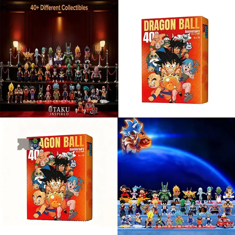 24 unids/set 2D Anime Dragon Ball 40 aniversario calendario de Adviento caja Goku figura de Anime caja ciega de moda modelos aleatorios juguetes regalos