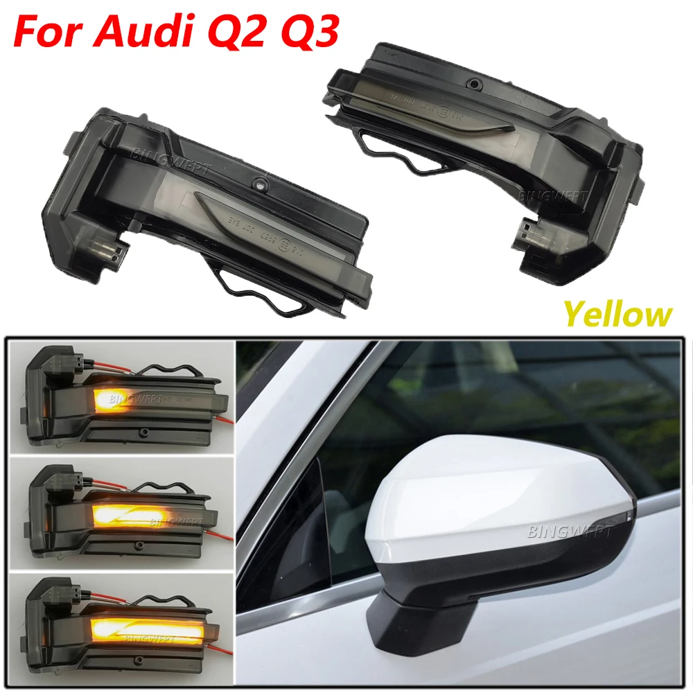 2pcs Car LED Dynamic Side Mirror Turn Signal Indicator Blinker Sequential Lamp For Audi Q2 SQ2 GA 2017-2026 Q3 RSQ3 F3 2019-2025
