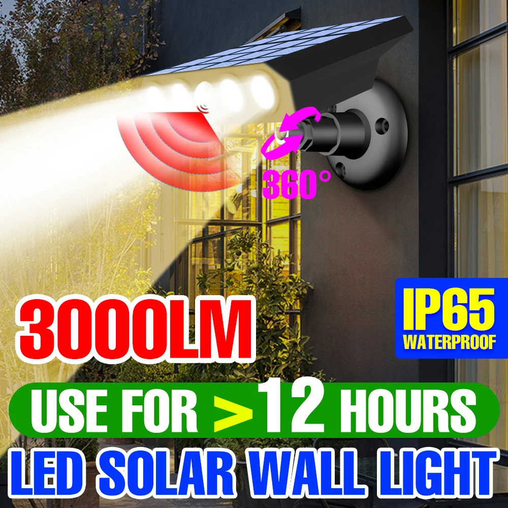 LED Outdoor Solar Light LED Outdoor Solar Wall Lamp Ip65 Waterproof With Motion Sensor Lighting Bulb Walkway Garden Decoration