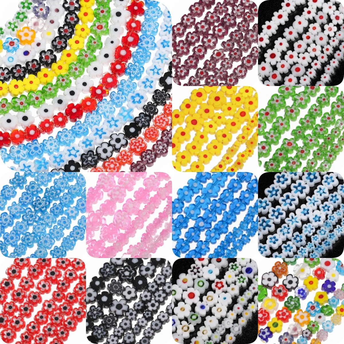 Цветные бусины в форме цветка, 27 видов, 4/6/8 мм