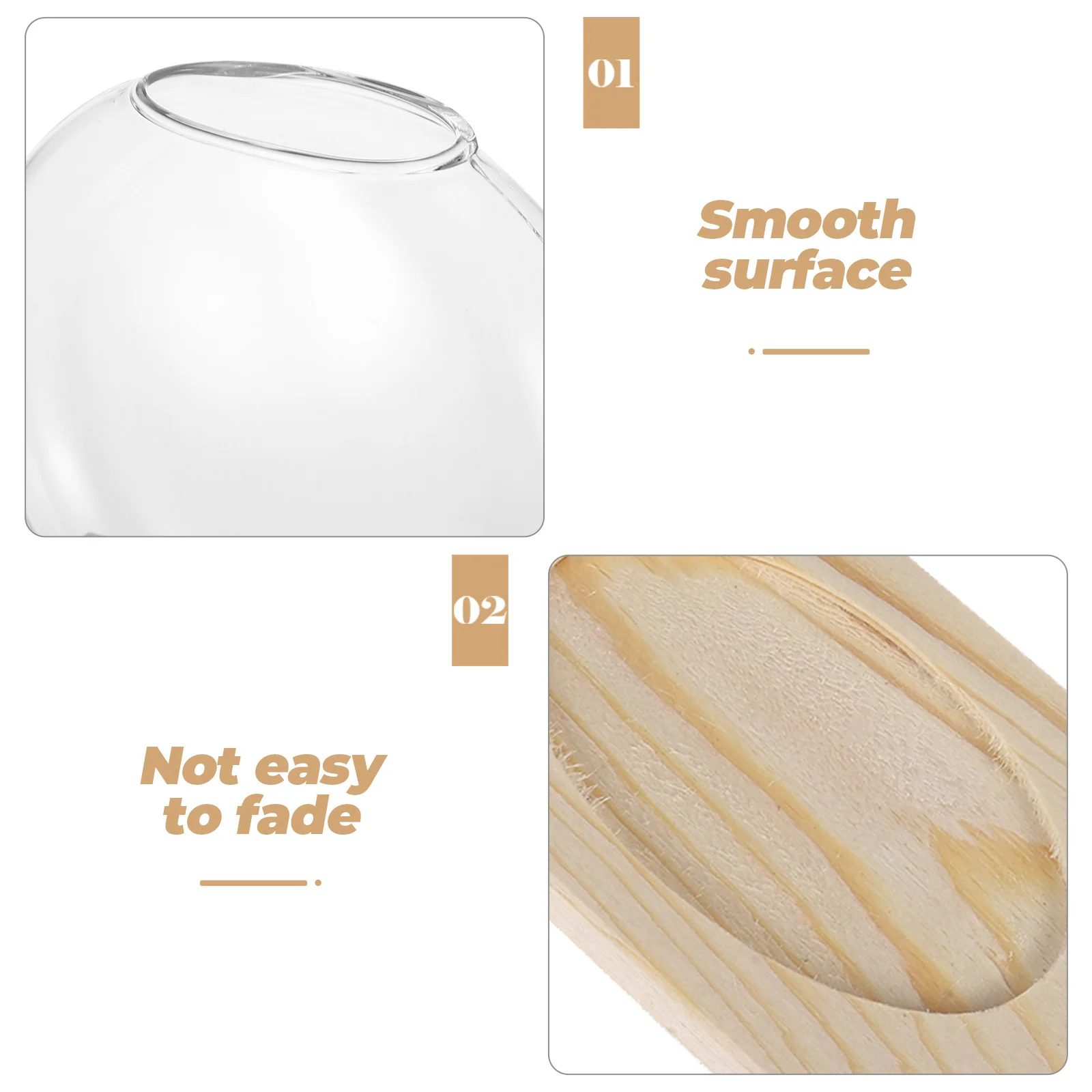 

2Sets Wood Vase Small Clear Plant Vases Decorative Hydroponic Propagation Station for Home Office Desk