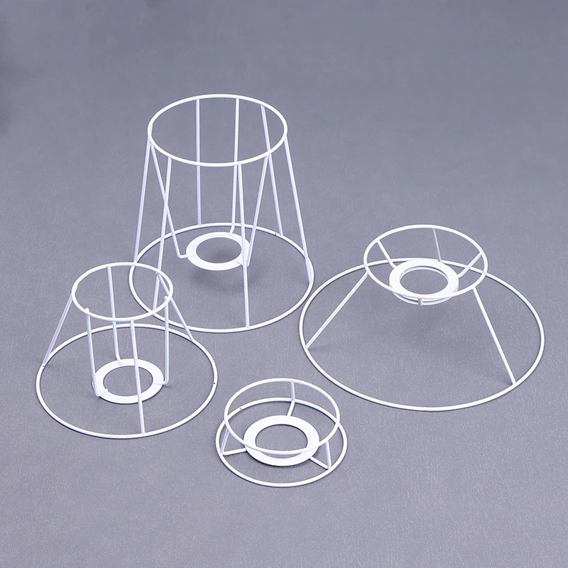 Iron Wire Lampshade Frame Fittings DIY Guard Ring Light Cage Supports Bulbpendant Drum Table Lamp Shade Iron Frame Vintage Cover