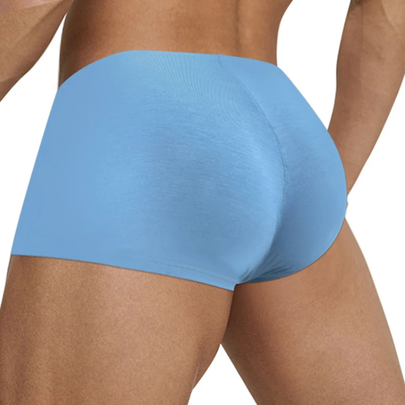 Men Trunks Thin Modal Soft Boxers Sexy Ultra Low-Rise U Convex Pouch Boxers High Elastic Seamless Breathable Underpants