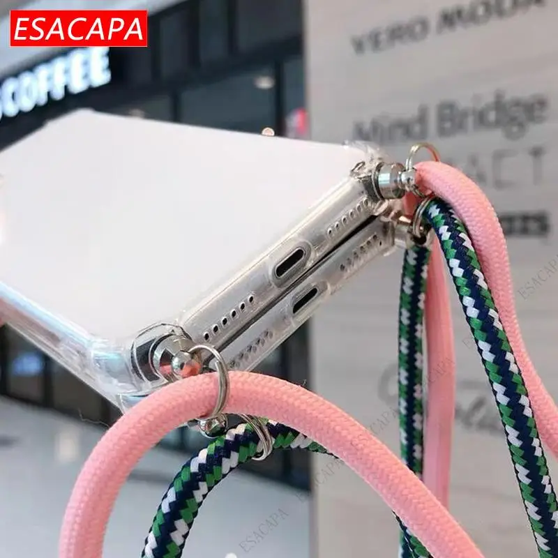 Crossbody Strap Cord Necklace Lanyard Soft Case For VIVO X100 Pro X90 Pro Plus X80 Lite X70 Transparent TPU Phone Back Cover