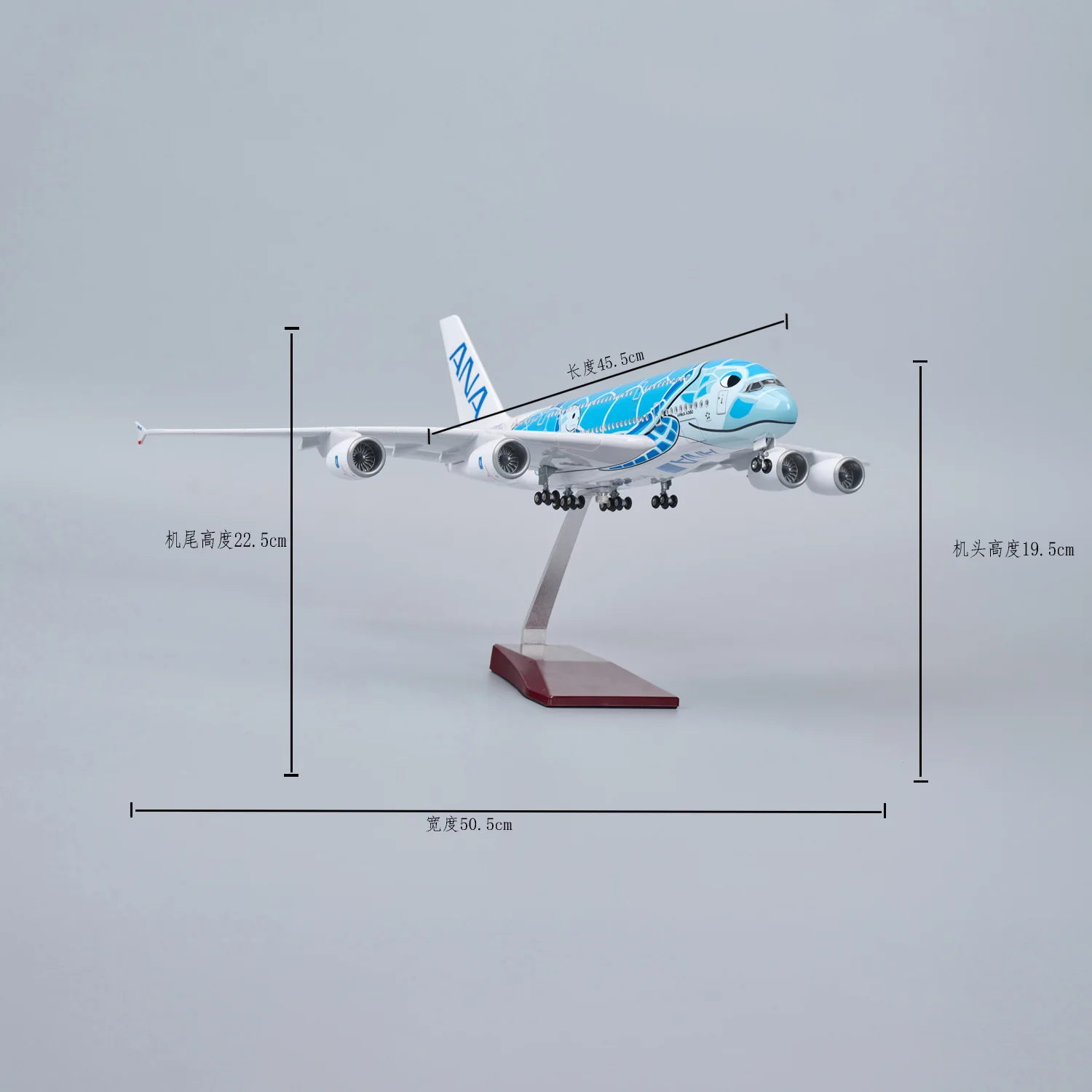 1:160 Scale Plane Model Air Japan ANA Airlines A380 miniature airplane Diecast With Stand & Wheel Light