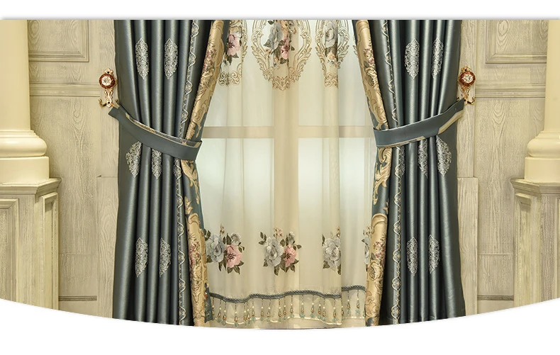 Europäischer Stil im französischen Stil, amerikanischer Stil, Villa, Wohnzimmer, Schlafzimmer, hochpräziser Jacquard-Vorhang mit Nachahmungspositionierung – Detail 5