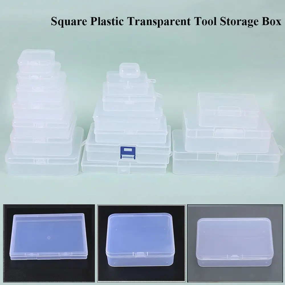 

Hot Square Storage Box Transparent Plastic Jewelry Beads Container Durable Small Items Case Power Tools Holder