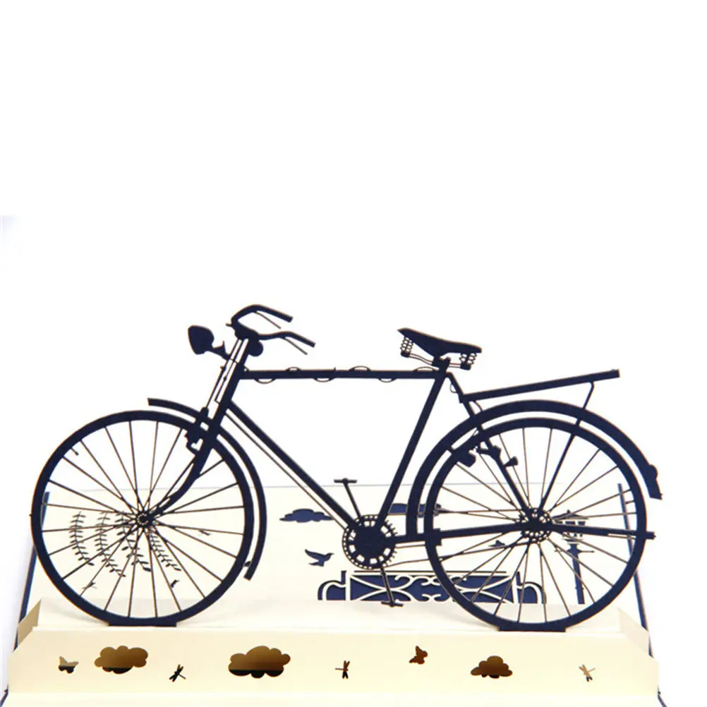 3D Greeting Cards Bike Theme Graduation Focus Premium Paper Strong Structure Creative 3D Effect Joyful Blessing Card for Friends