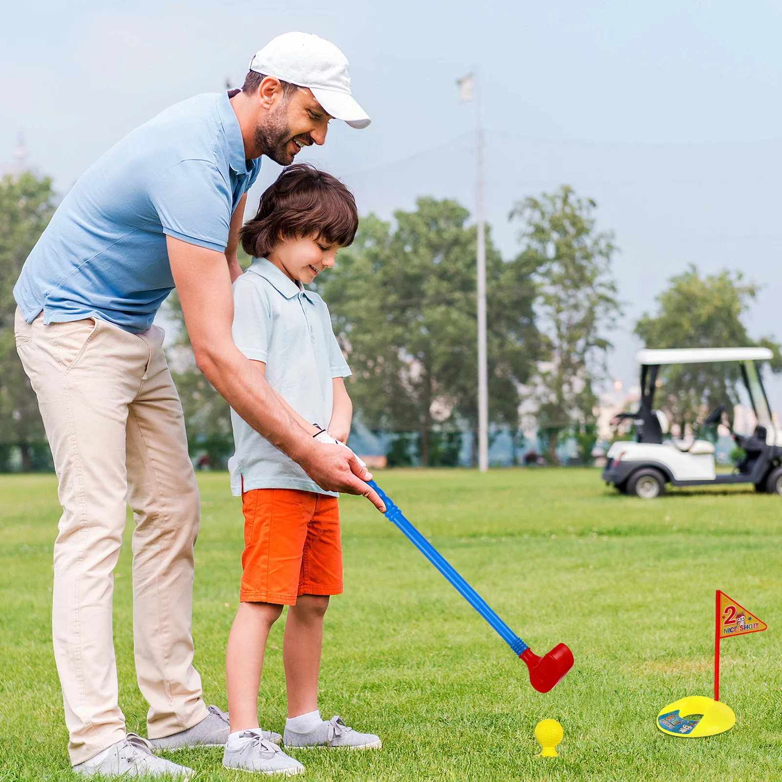 

Kids Golf Set Practice Holes Flag Bright Colors Cartoon Design Parent Child Games Enhance Judgement Golf Balls
