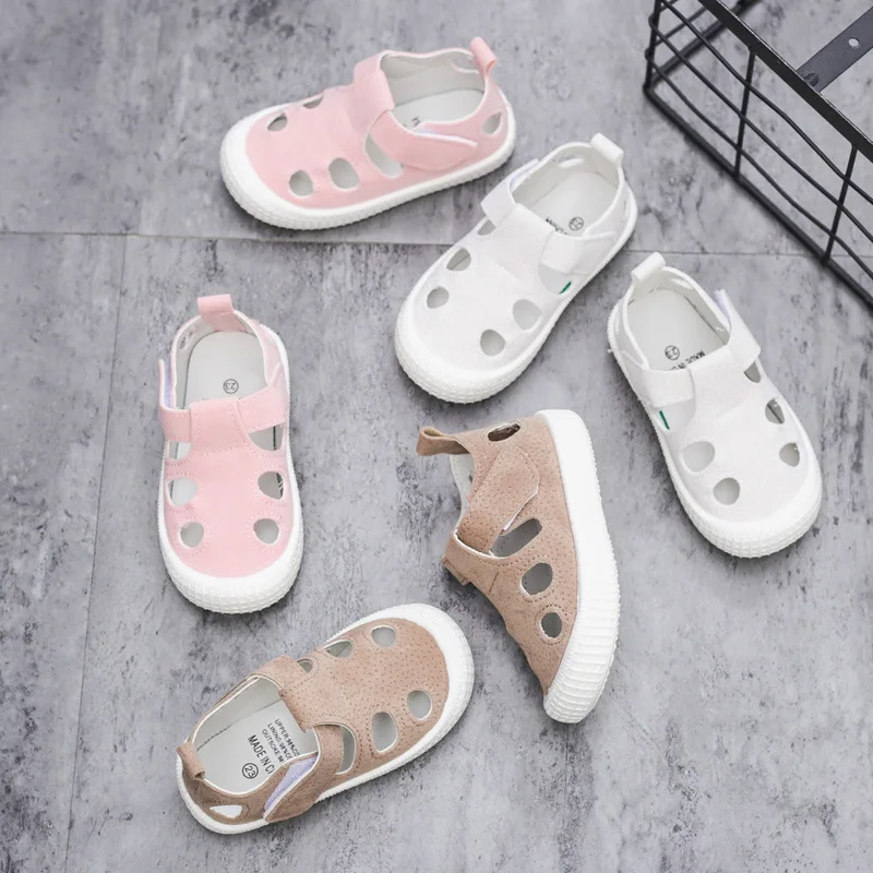 Kids Half Sandals for Boys Girls 2025 Summer Sports Casual Shoes Hollow Fashion Toddler Children Sandals 21-30 Kids Shoes