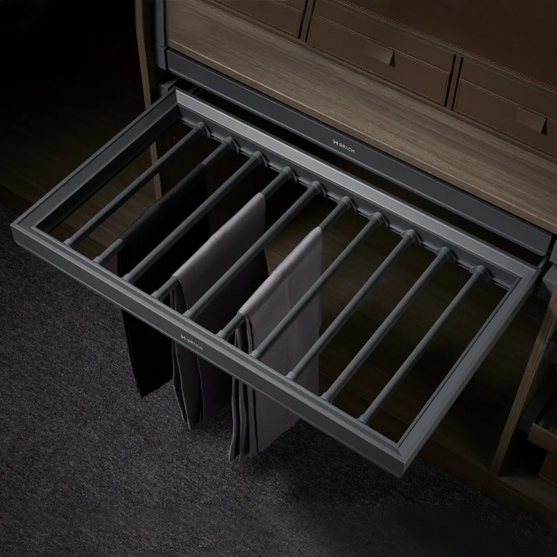Pants rack telescopic multi-functional wardrobe pants rack cabinet referral pull damping