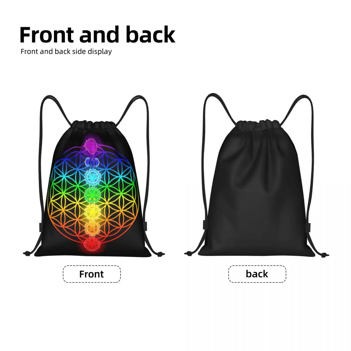 Chakra Zen Theme Drawstring Bag Women Men Portable Sports Gym Sackpack Colorful Flower Of Life Training Storage Backpacks