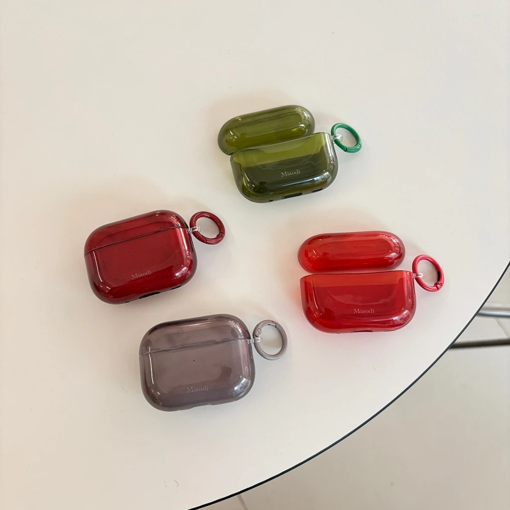 Advanced Minimalist Solid Color Translucent Hook Earphone Case Cover for AirPods 1 or 2 3 4 Pro 2 Pro 3