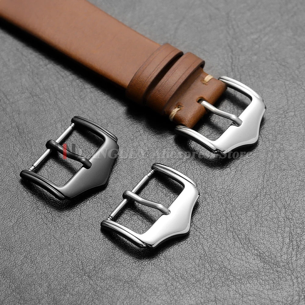 Fivela de relógio de aço inoxidável, pulseira de botão, fecho de pino para pulseira de relógio, fivela de substituição, 16/18/20mm, acessórios de relógio polido