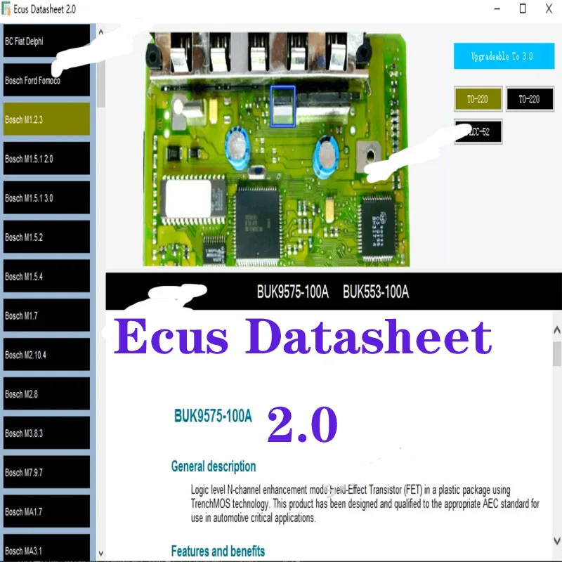 

ECU Repair Software Ecus Datasheet 2.0 PCB Schematic withElectronic Components of Car ECUs and Additional Information