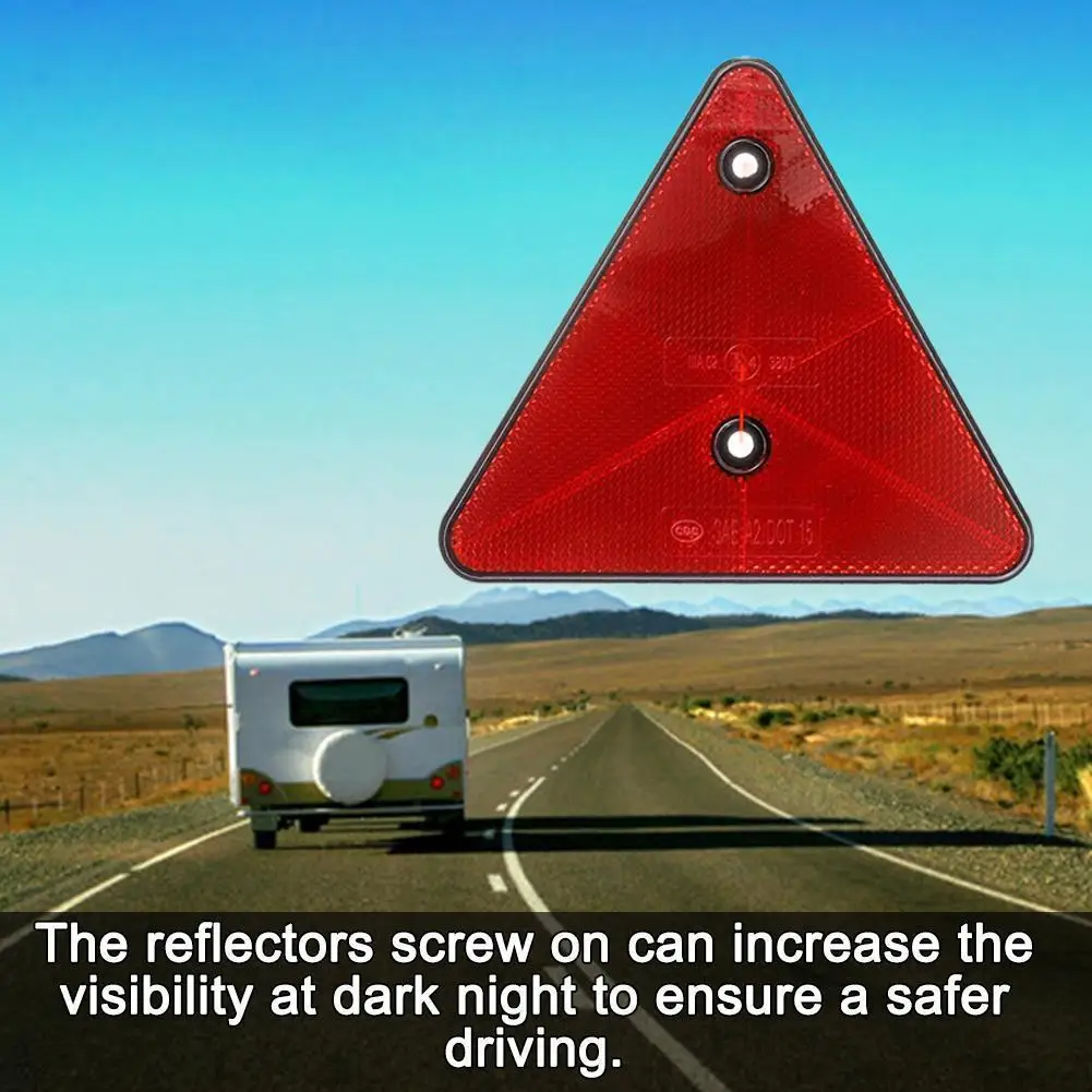 2 Pcs Red Triangle Warning Reflectors Truck Stop Warning Sign Plate Rear Light Safety Reflective Sign Board For Trailer
