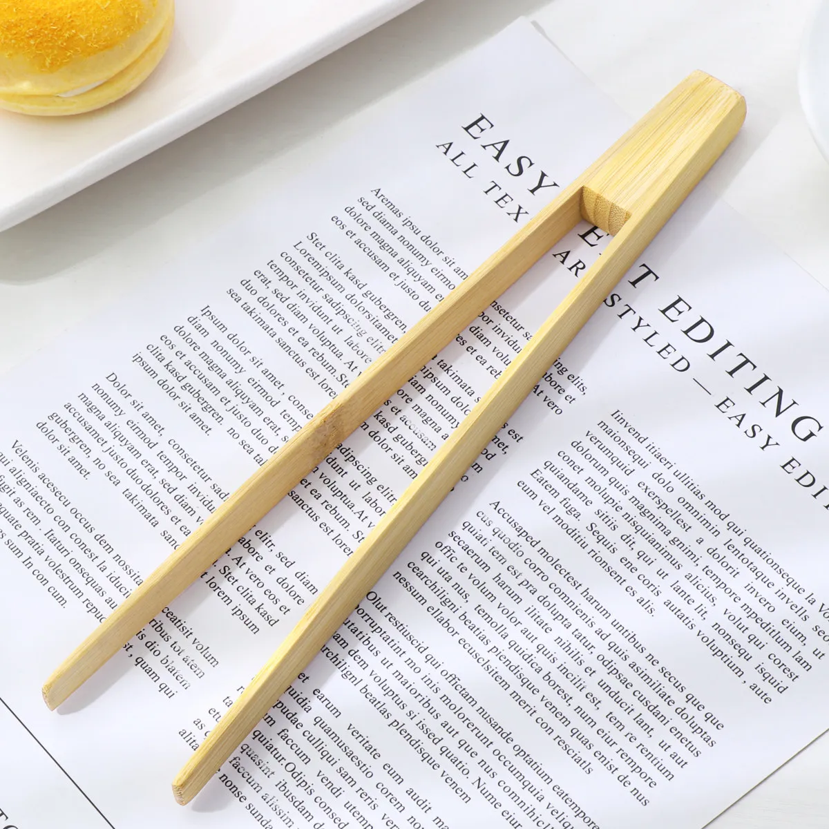 Premium Bamboo Kitchen Tongs Ergonomic Grip Heat Resistant Toaster Tongs for Toast Bagel Muffins Grilling Meat Baking Cooking view 6