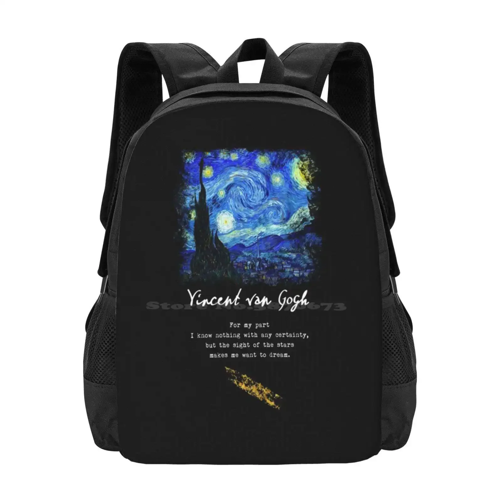 

Vincent Van Gogh " Starry Night " , Poem / Quote , Signature. School Bags For Teenage Girls Laptop Travel Bags Van Gogh Vincen