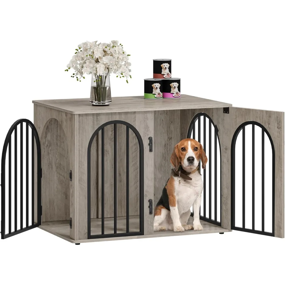 

31.5'' Wooden Dog Crate Furniture, Indoor Dog Kennel Dogs Cage for Small/Medium Dogs, Heavy Duty Dog Crates Decorative Pet House