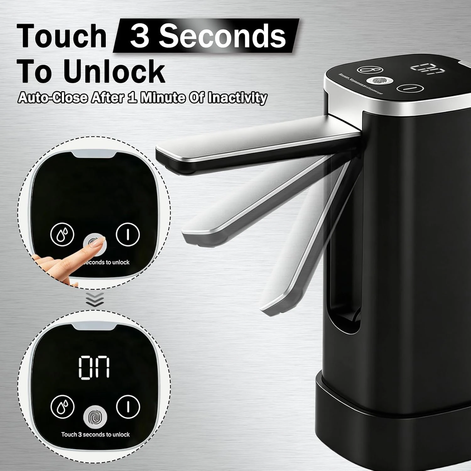 Pandatour LED Display Water Bottle Pump Foldable Electric Quantitative Wine Dispenser Automatic Rechargeable Water Dispenser