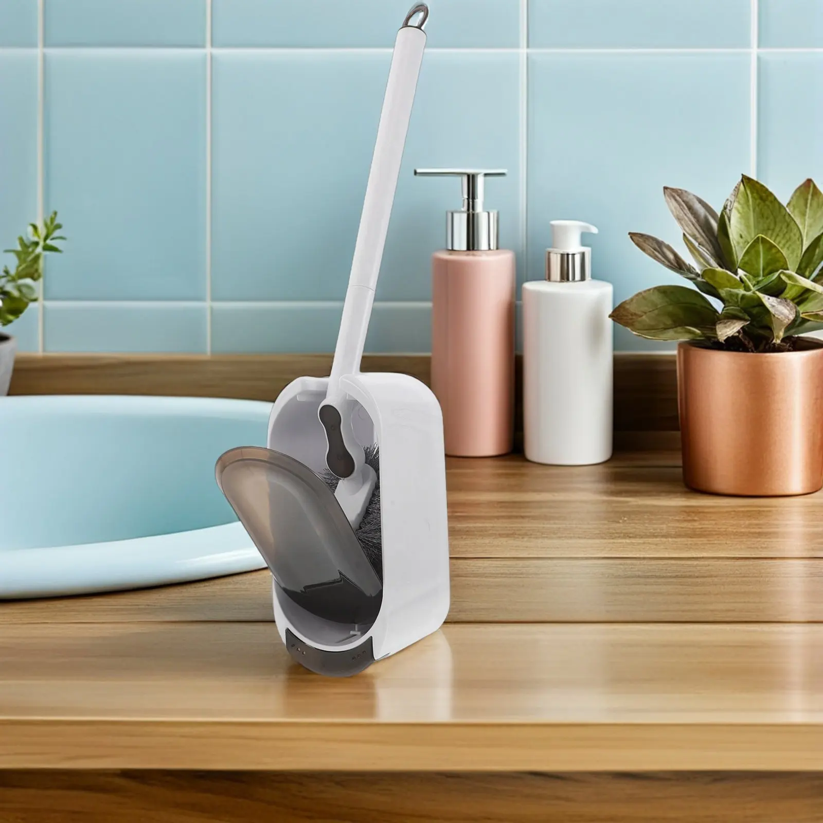 

Wall Mounted Toilet Brush Holder Set Long Handle Bathroom Cleaning Scrubber for Toilet Bowl Space Saving Hygienic