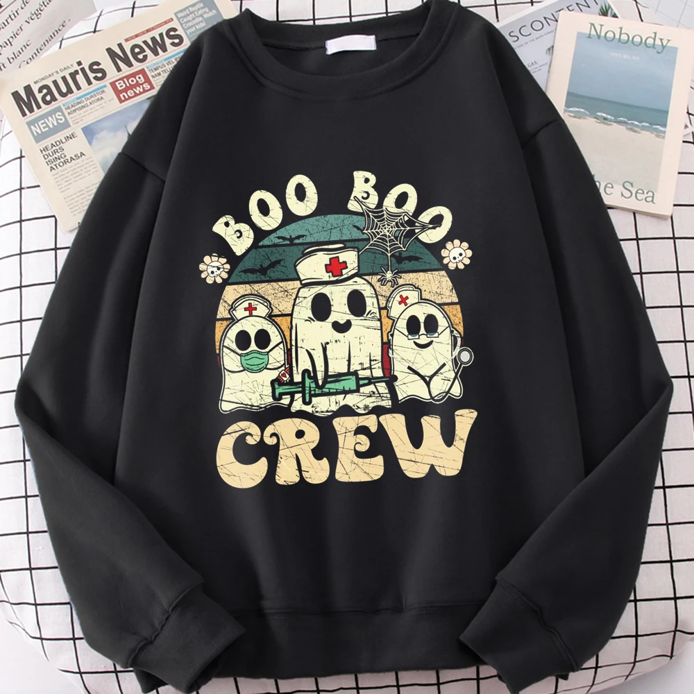 Groovy hoodies Boo Boo Crew Nurse Ghost Halloween Funny Nursing Sweatshirt Halloween Hoodies Women Clothes Lover Pullovers Tops