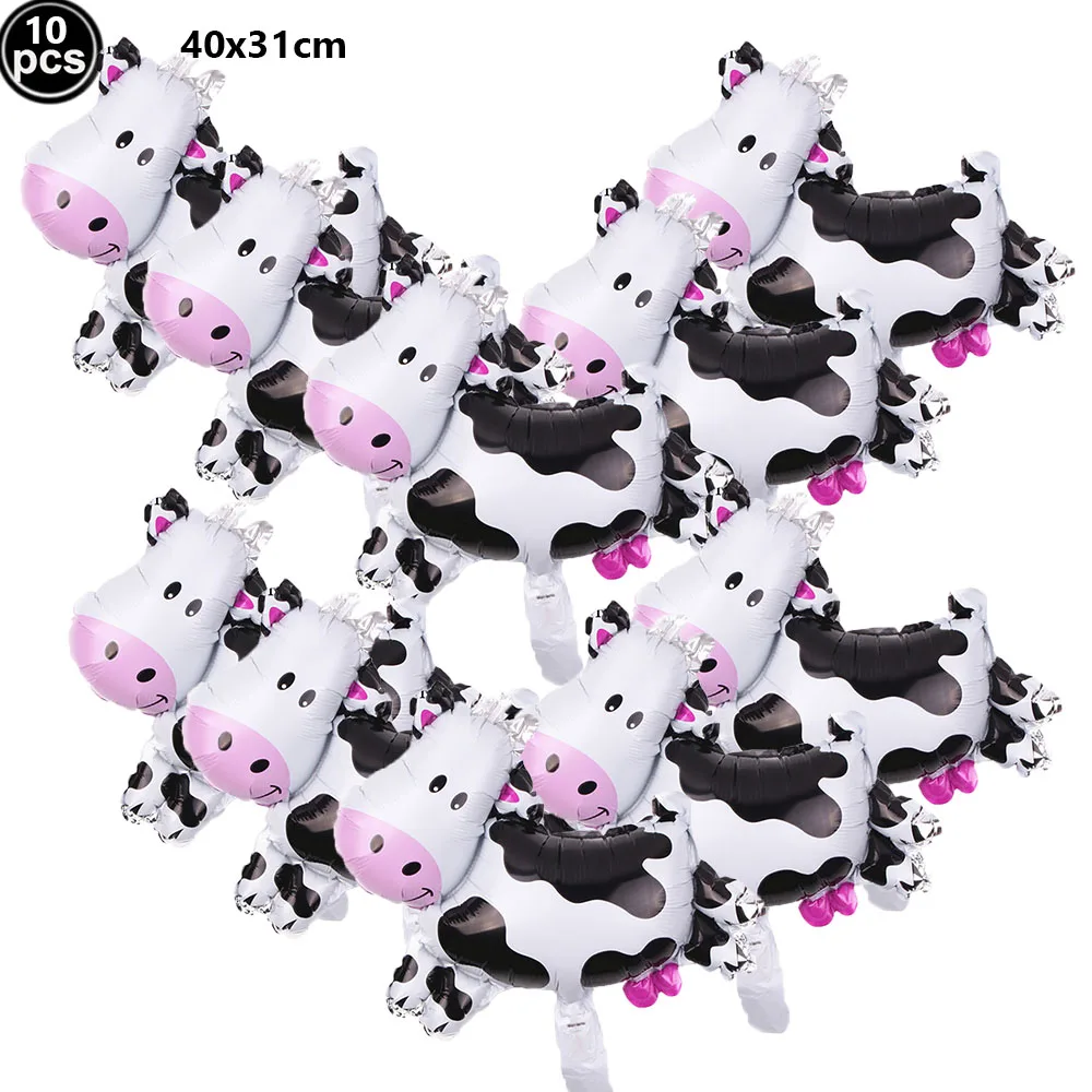 10pcs/lot mini Cow Balloons Cow Head Foil Ballons Baby Shower Decorations Farm Theme Anima Birthday Party Supplies