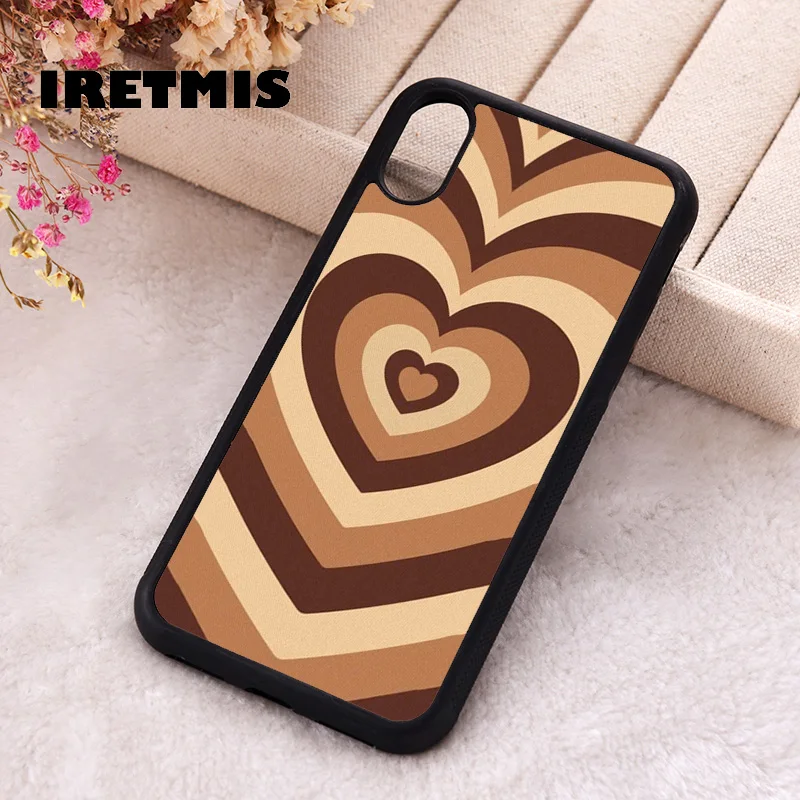 Iretmis Phone Cover Cases For iPhone X XS Max XR 11 12 13 PRO MINI 14 15 16 Plus Rubber Silicone Latte Love Coffee Heart