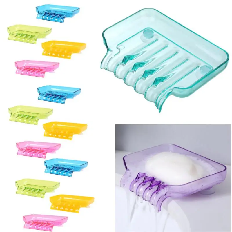 1PC Waterfall Soap Holder Non-Slip Soap Dish Suction Cup Drain Soap Shower Soap Container Plastic Soap Tray For Bathroom