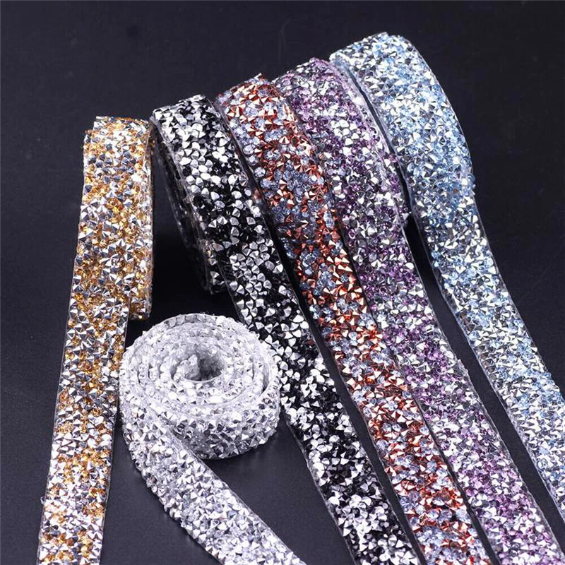1 Yard dikiş Trim kristal 15mm geniş sıcak eritme yapışkan matkap şeritler yamalar bant Glitter Rhinestones şerit kemer elbiseler için