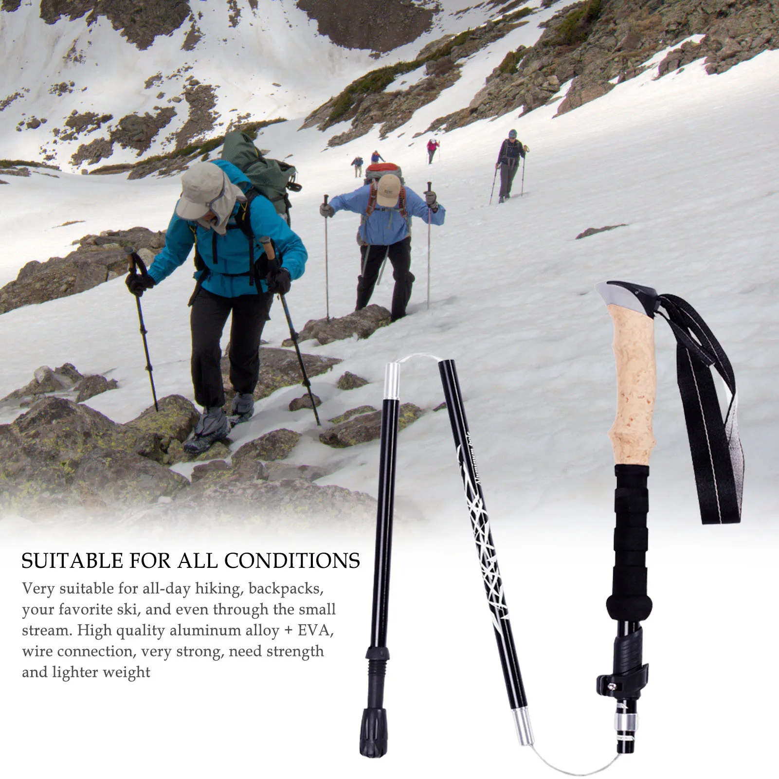 Trekking Sticks Folding Hiking Poles Walking Stick With Quick Lock Outdoor Trekking Pole For Hiking Camping Easy To Grip 1Pc