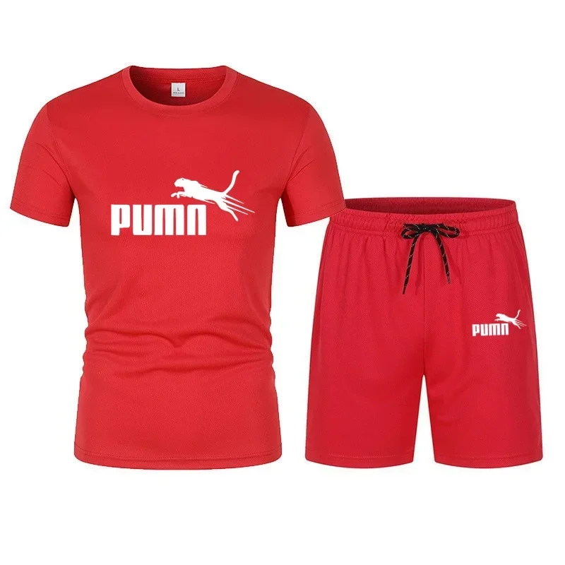 2025 Casual sportkleding voor heren, T-shirt met korte mouwen + trainingspak met korte broek, zomersportkleding, modieuze casual tweedelige set