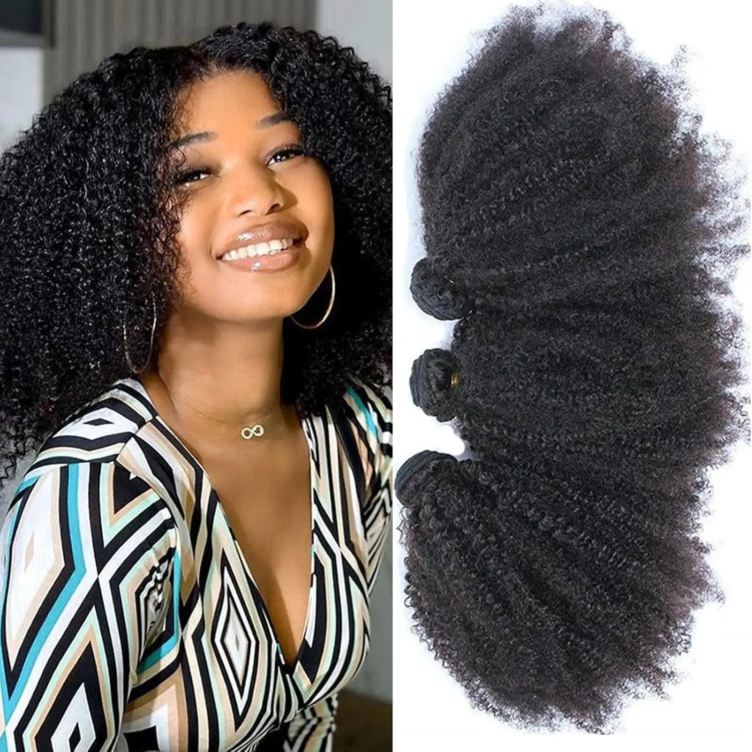 

Afro Kinky Curly Bundles Human Hair Bundles Virgin Hair Burmese Curly Weave Bundles for Black Women Weft Natural Black Color