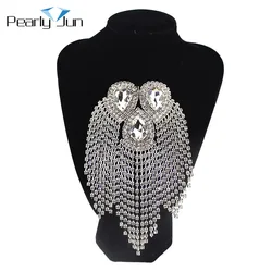 1 sztuka 10 * 18 cm zroszony diament Waterdrop Crystal Tassel Rhinestone aplikacja na odznaki na ramionach i buty odzież YHX062