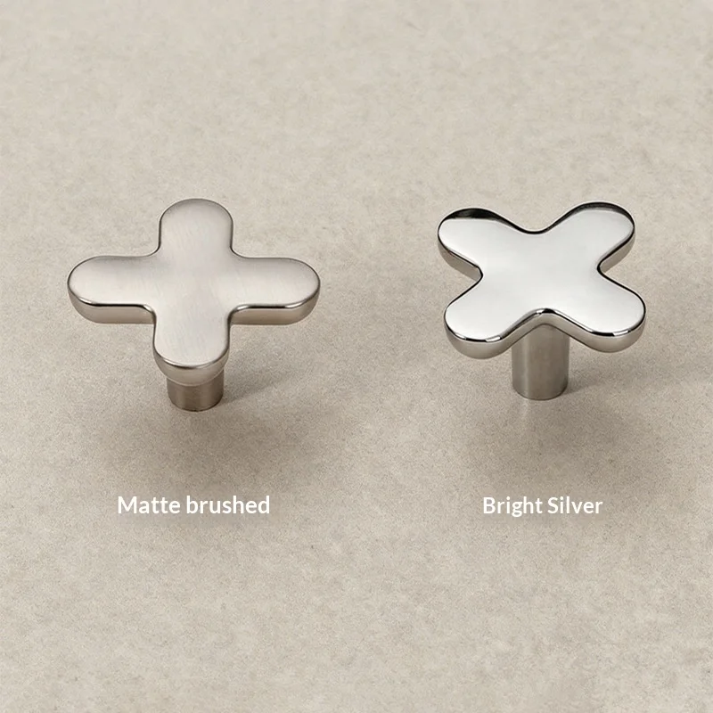 French Minimalist Antique Silver Handles For Cabinet Doors Wardrobe Furniture Drawers New Chinese Luxury Bright Silver Pulls
